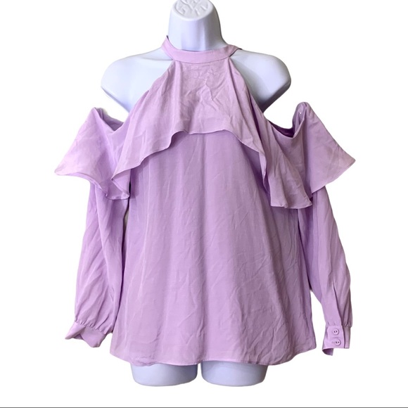 L'Academie by Revolve Blouse Cold Shoulder Purple - Picture 8 of 8